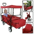 thumbnail image 1 of Geniqua Red Utility Collapsible Folding Wagon Cart w/Canopy Garden Beach Toy Sport Buggy, 1 of 8