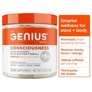 Genius Consciousness, Super Nootropic Brain Supplement Powder, Mango - Boost Focus, Cognitive Function, Concentration & Memory Booster - Alpha GPC & Lions Mane Mushroom for Neuro Energy & IQ