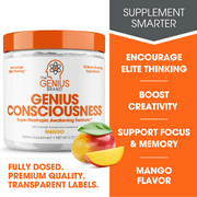 Genius Consciousness, Super Nootropic Brain Supplement Powder, Boost Focus, Cognitive Function, Concentration & Memory (Mango), The Genius Brand