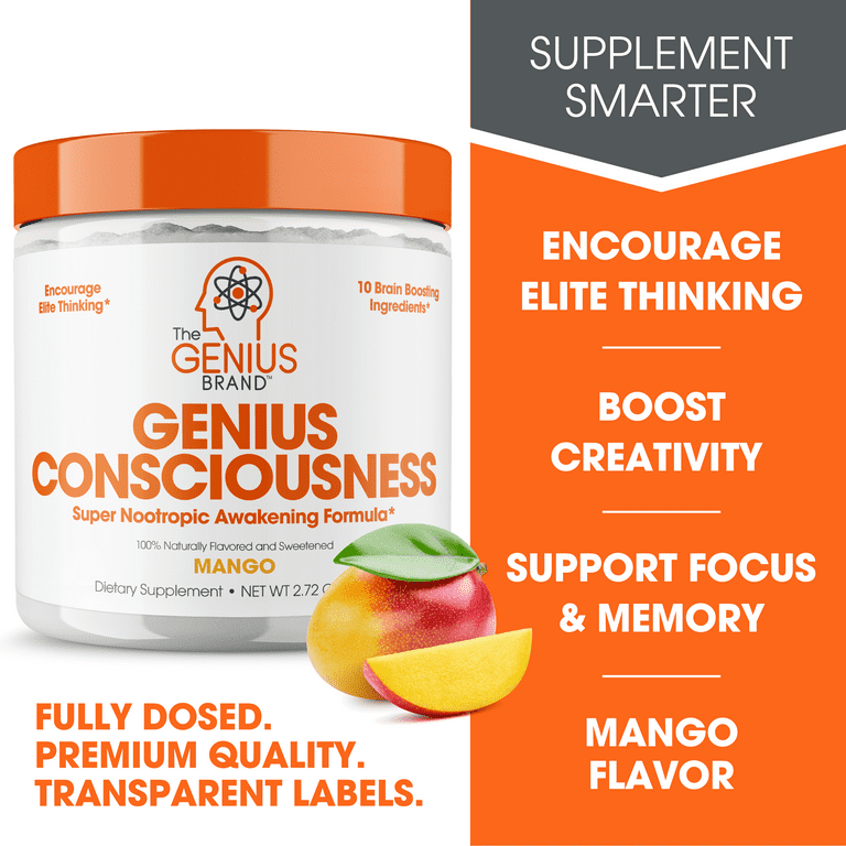 Genius Consciousness Mango Fast Acting Nootropic Brain Supplement Powder by Genius Brand Walmart