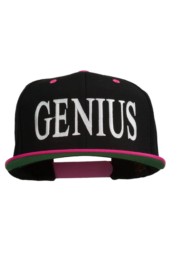 Genius Embroidered Two Toned Snapback Cap - Black Pink OSFM