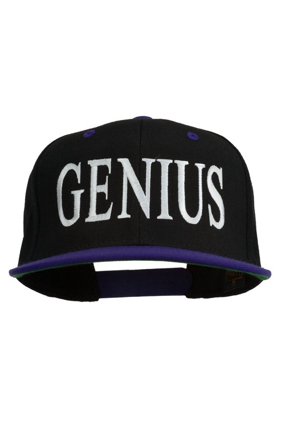 Genius Embroidered Two Toned Snapback Cap - Black Purple OSFM