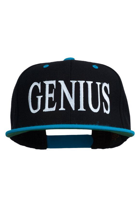 Genius Embroidered Two Toned Snapback Cap - Black Teal OSFM