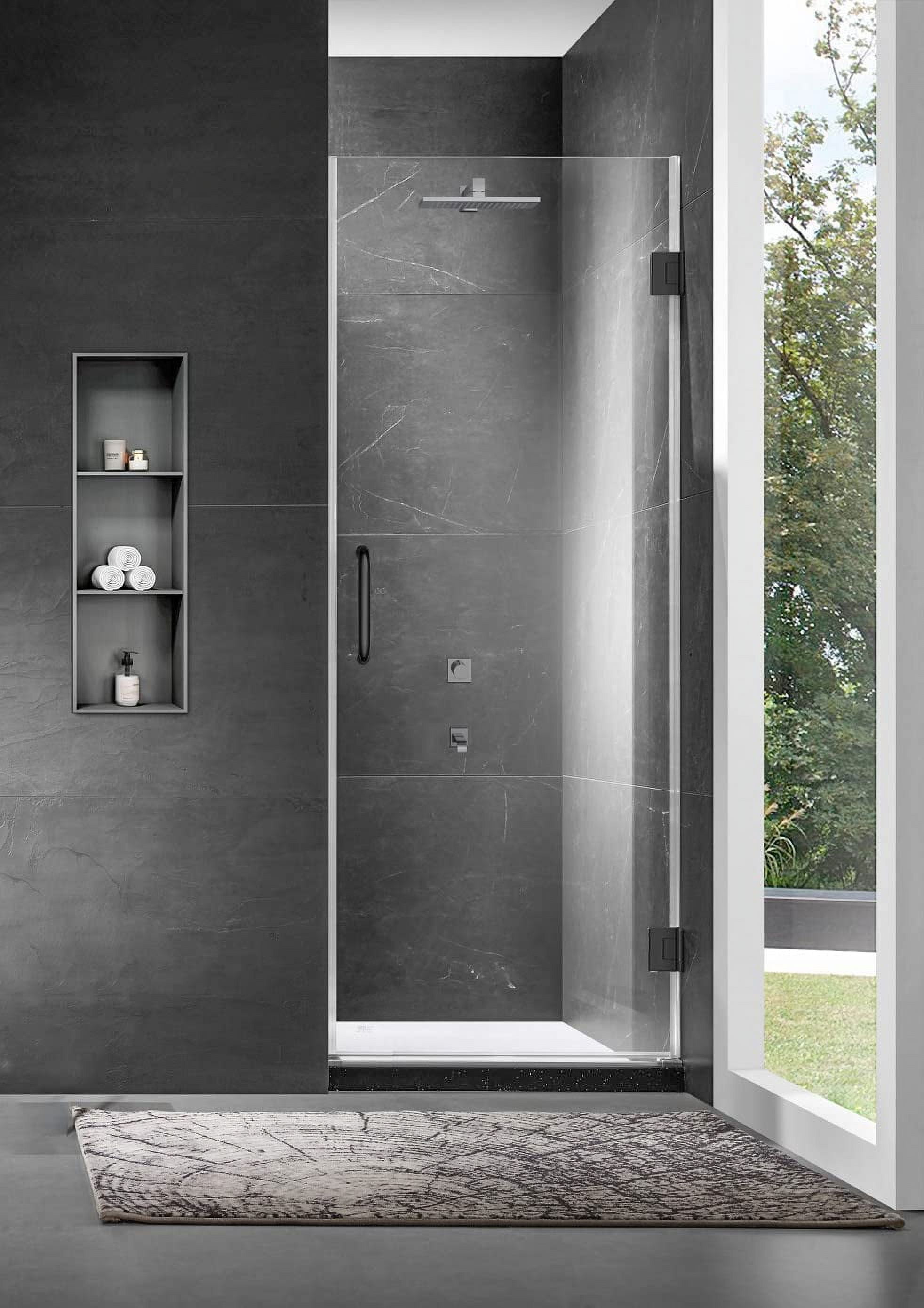 Premium 26'' Black Frameless Tempered Glass Shower Door