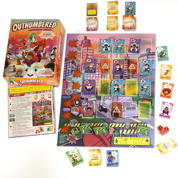 Genius Games Outnumbered: Improbable Heroes, Cooperative Math Board Game for 1-6 Players, Ages 8+