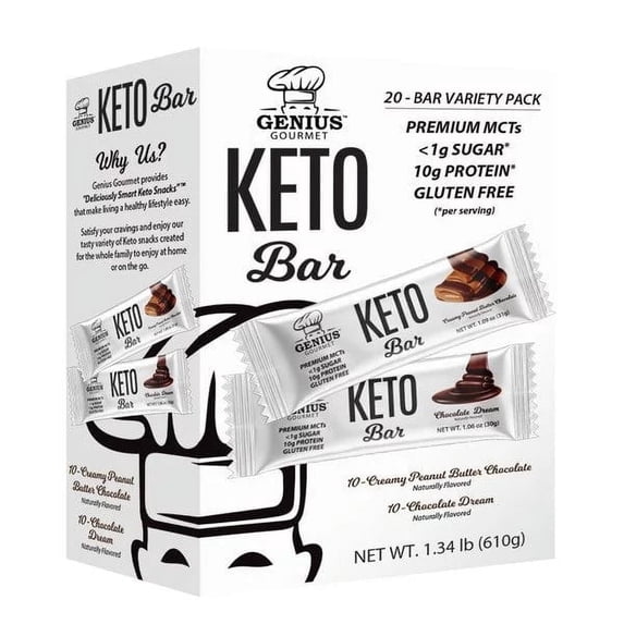 Genius Gourmet Keto Bar Variety 20 Count