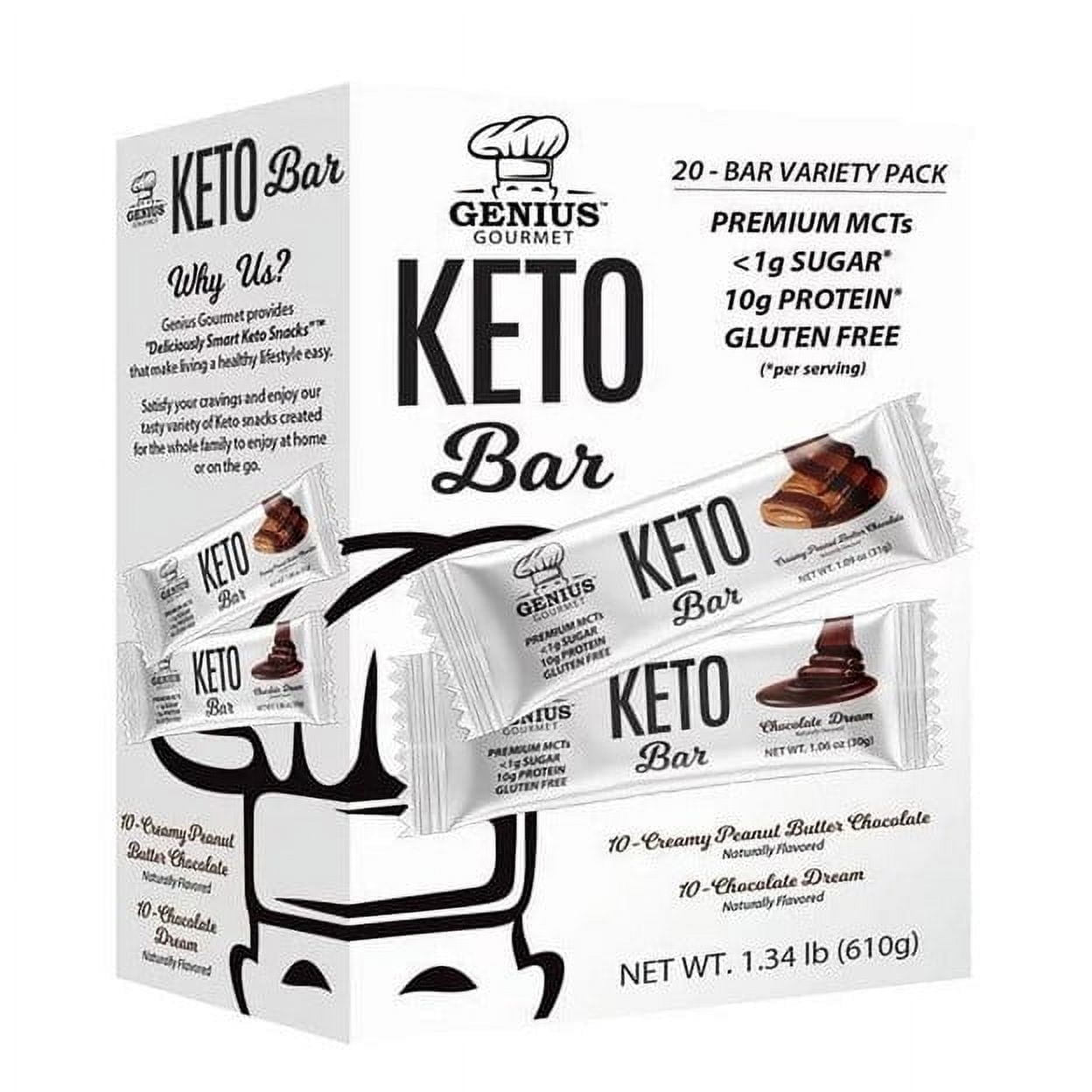 Genius Gourmet Keto Bar Variety 20 Count