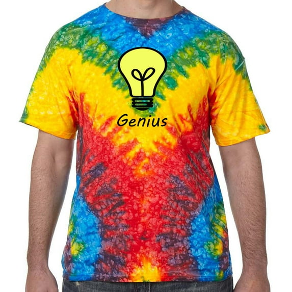 Genius Light Bulb Psychedelic Tie Dye Tee Shirt - Woodstock, Small