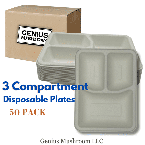Genius Mushroom LLC Microwave Safe Tableware Plates, Sugarcane Fiber, 13.9 lbs, 50 Pack