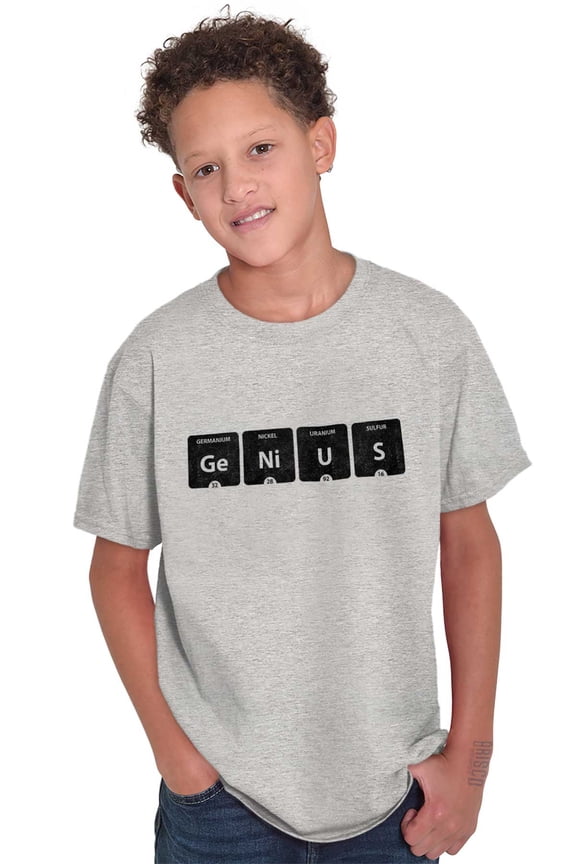 Genius Periodic Table Science Nerd Crewneck T Shirts Boy Girl Teen Brisco Brands M