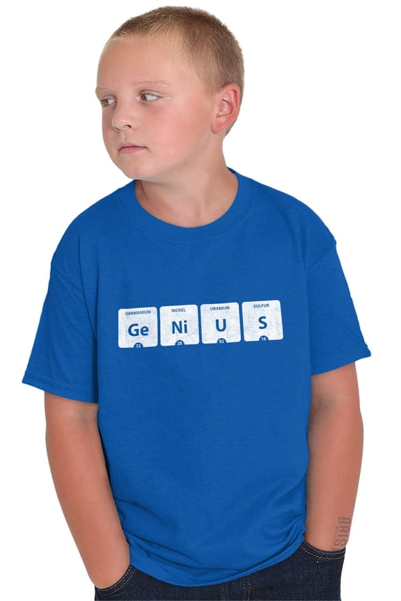 Genius Periodic Table Science Nerd Crewneck T Shirts Boy Girl Teen Brisco Brands M