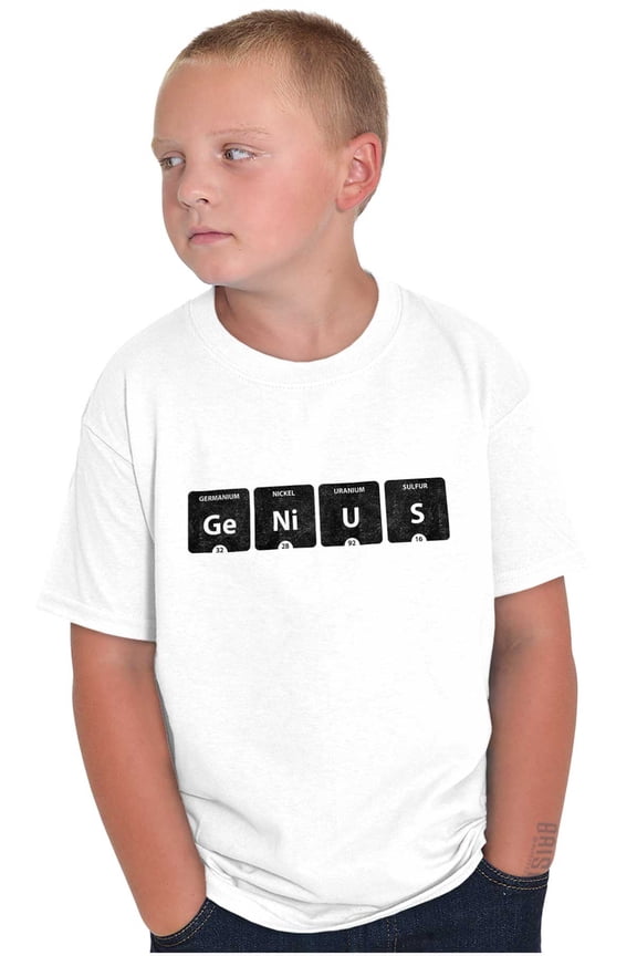 Genius Periodic Table Science Nerd Crewneck T Shirts Boy Girl Teen Brisco Brands X