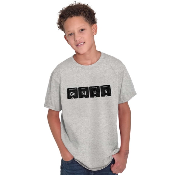Genius Periodic Table Science Nerd Crewneck T Shirts Boy Girl Teen Brisco Brands X