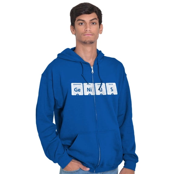 Genius Periodic Table Science Nerd Unisex Fleece Graphic Zip Up Hoodie Brisco Brands 5X