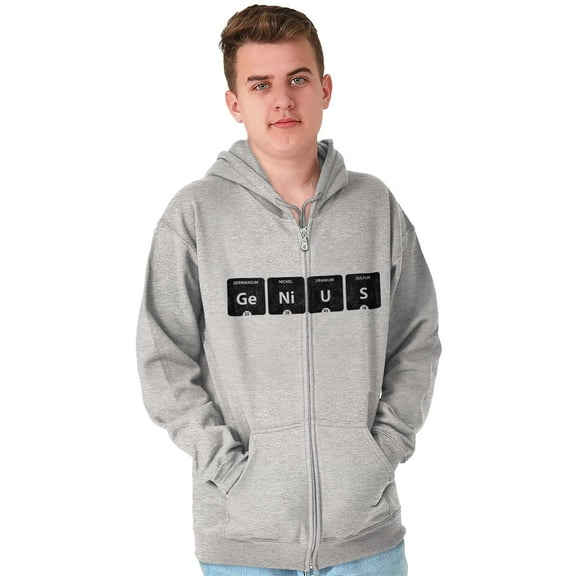 Genius Periodic Table Science Nerd Zip Up Hoodie Men's Women's Brisco Brands X