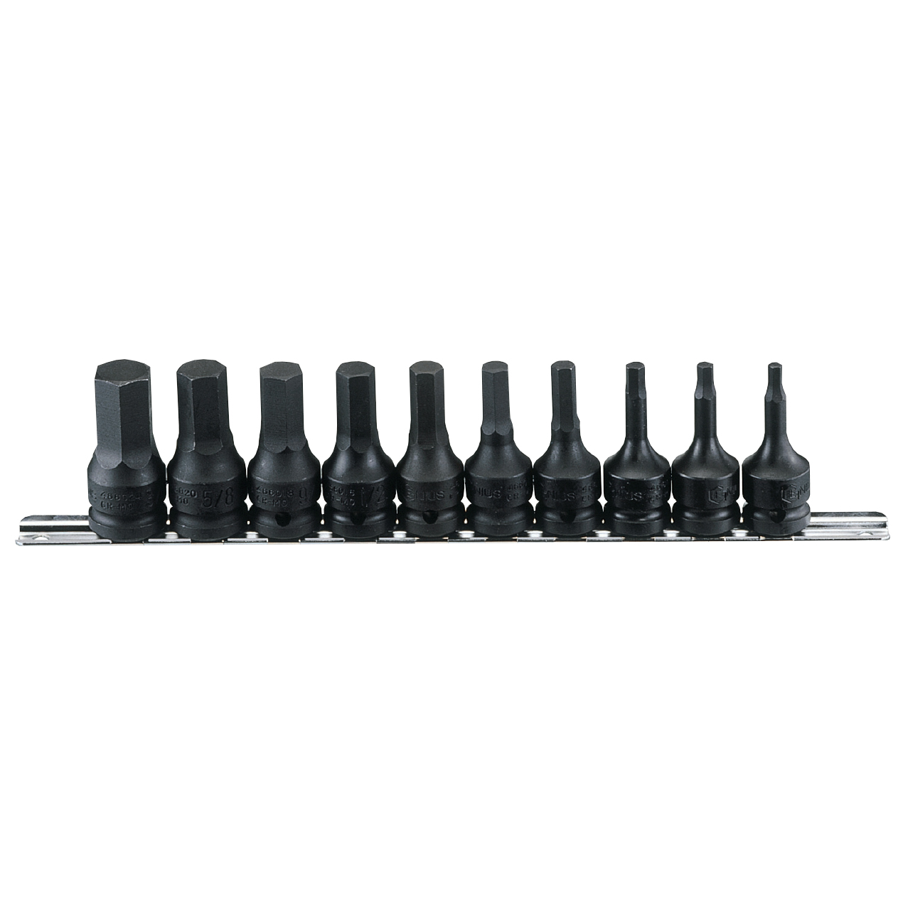 Genius Tools 10 Piece 1/2" Dr. SAE Hex Impact Bit Socket Set (CR-Mo ...