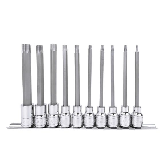 Genius Tools 10 Piece 1/2" Dr. Tamperproof Star Bit Socket Set - BS-410TC