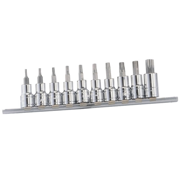 Genius Tools 10 Piece 3/8" Dr. Tamperproof Star Bit Socket Set - BS-310TA