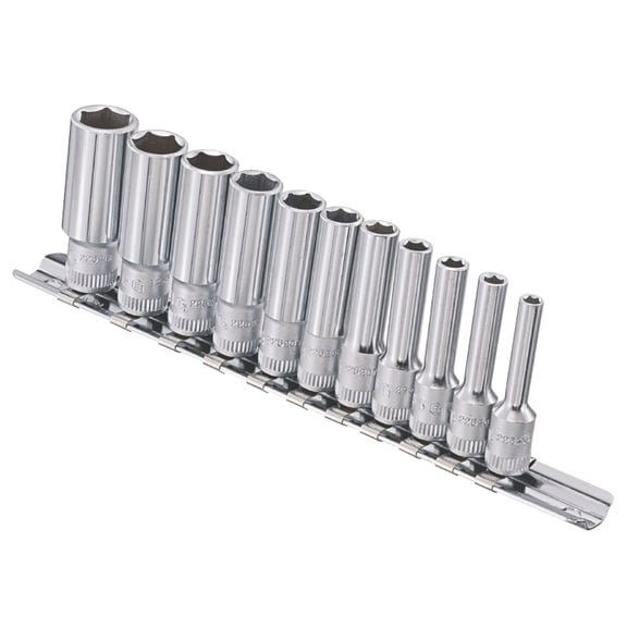 Genius Tools 11 Piece 1/4" Dr. Metric Deep Hand Socket Set - GD-211M