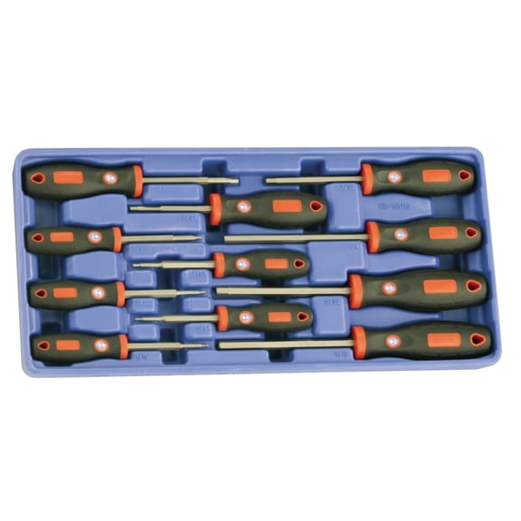 Genius Tools Hex Screwdriver Set SAE 11 Piece Precision Hardened Steel Ergonomic Handle - HR-5611S
