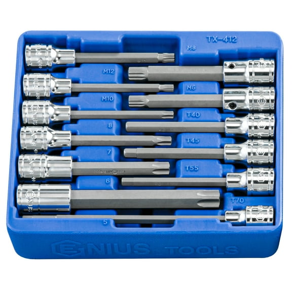 Genius Tools 12 Piece 1/2" Dr. Bit Socket Set - TX-412