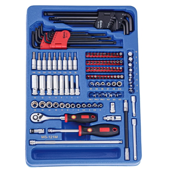 Genius Tools 121 Piece 1/4" Dr. Metric Hand Socket & Bit Socket Set - MS-121M