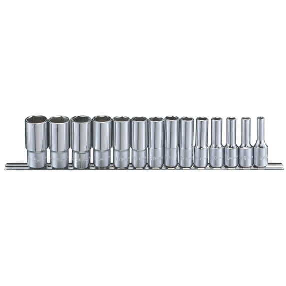 Genius Tools 14 Piece 3/8" Dr. SAE Deep Hand Socket Set - GS-314SD