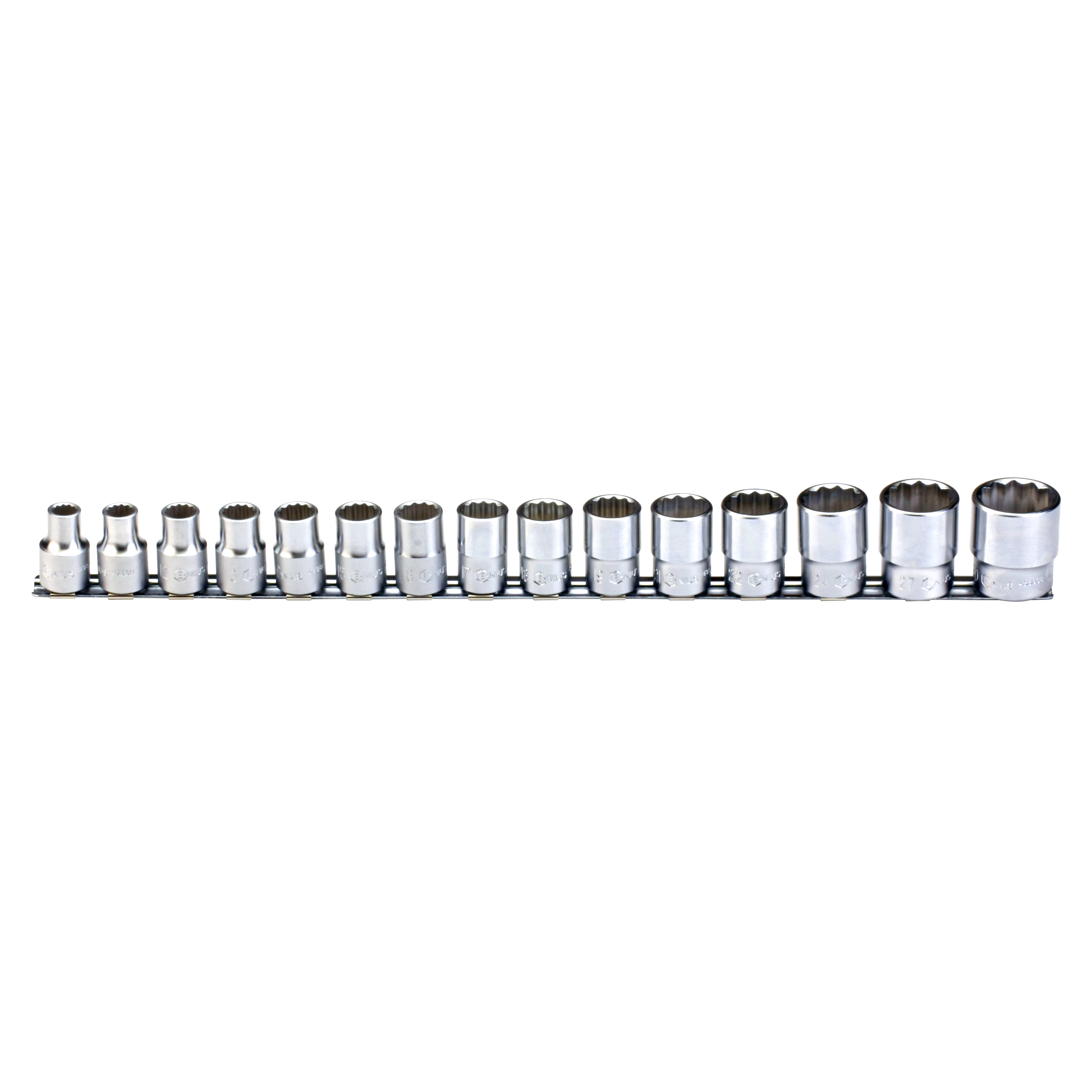 Genius Tools 15 Piece 1/2" Dr. Metric Hand Socket Set (12-Point) - TW ...