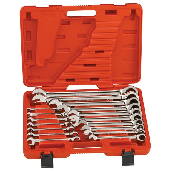Genius Tools 17 Piece Metric Combination Ratcheting Wrench Set - GW-7617M