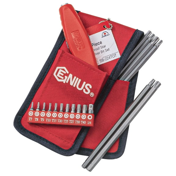 Genius Tools Tamperproof Star Screwdriver Bit Set 24 Piece S2 Steel Assorted Sizes Precision Drive Durable Storage Case - SB-224TOT