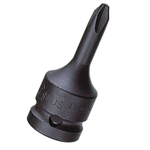 Genius Tools 3/8" Dr. PH.1 Phillips Impact Bit Socket, 52mmL (CR-Mo) - 3452R01