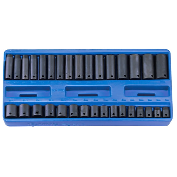 Genius Tools 32 Piece 3/8" Dr. Metric Deep Impact Socket Set - TF-332M