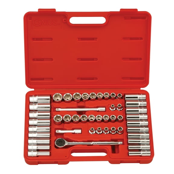 Genius Tools 47 Piece 3/8" Dr. Metric & SAE Deep Hand Socket Set - GS-347MS