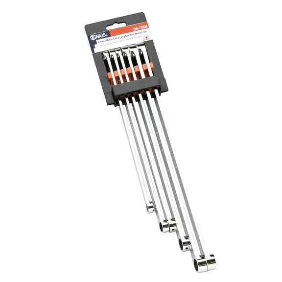 Genius Tools 6 Piece Metric Extra Long Box End Wrench Set - DE-706M