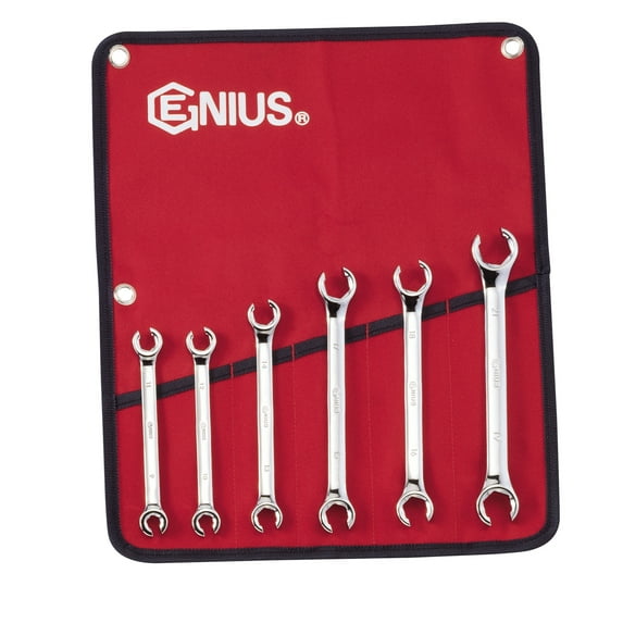 Genius Tools 6 Piece Metric Flare Nut Wrench Set - FN-006M