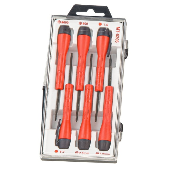 Genius Tools Micro-Tech Precision Screwdriver Set 6 Piece Assorted Sizes Anti-Slip Ergonomic Handles MT-5206