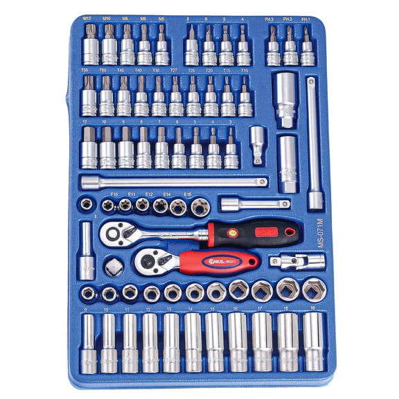 Genius Tools 71PC 3/8" Dr. Metric Hand Socket & Bit Socket Set - MS-071M
