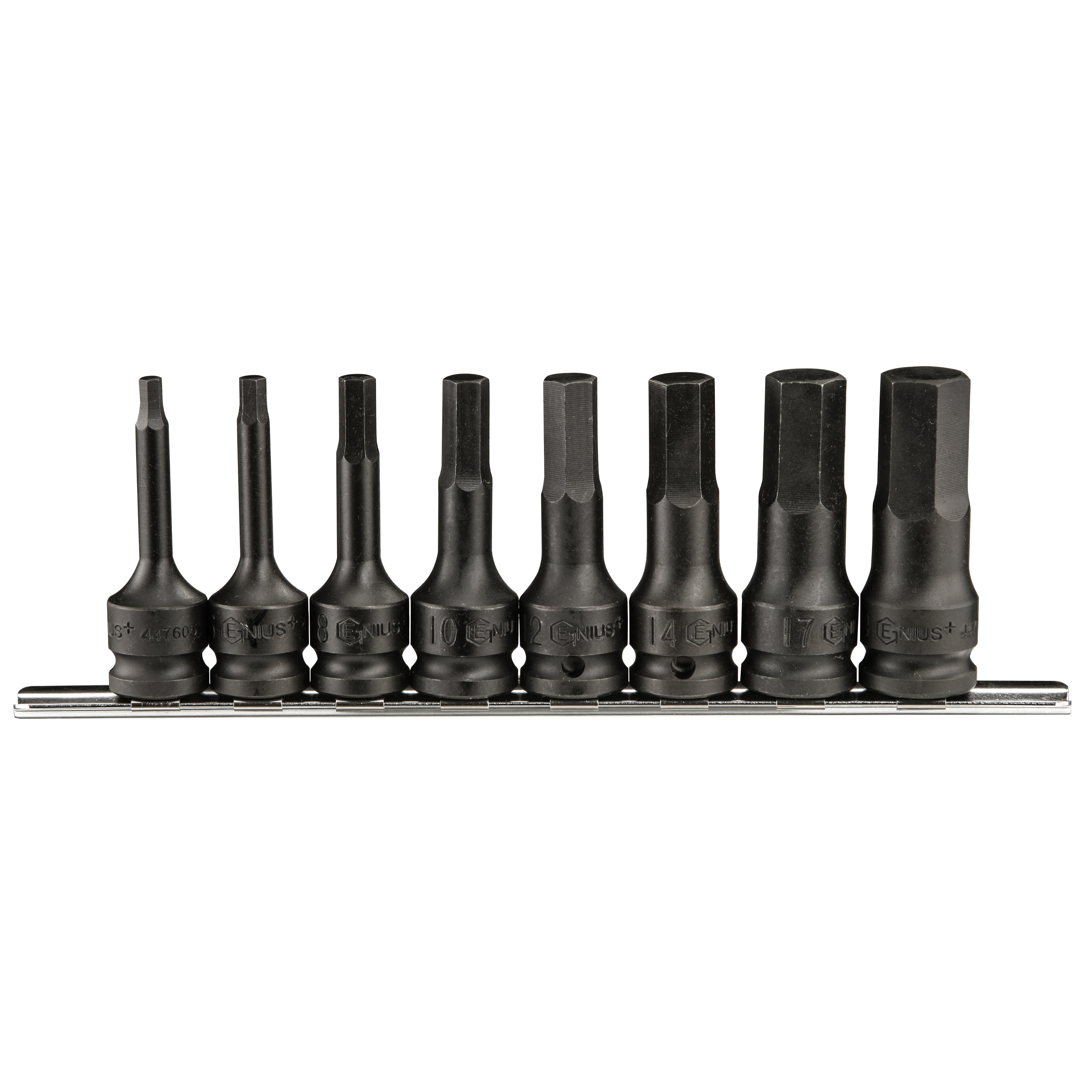 Genius Tools 8 Piece 1/2" Dr. Metric Hex Impact Bit Socket Set (CRMo