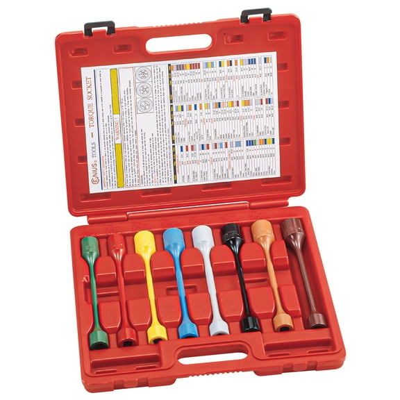 Genius Tools 8 Piece 1/2" Dr. Metric & SAE Car Wheel Torque Socket Set - TO-408S