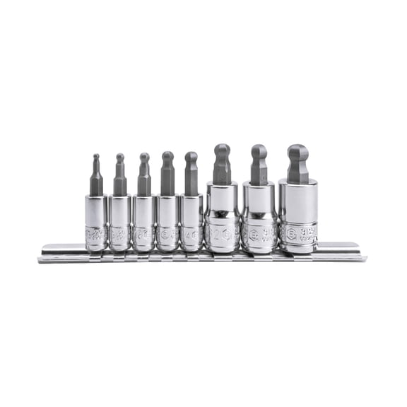 Genius Tools 8 Piece 1/4" & 3/8" Dr. SAE Wobble Hex Bit Socket Set - BS-2308SR