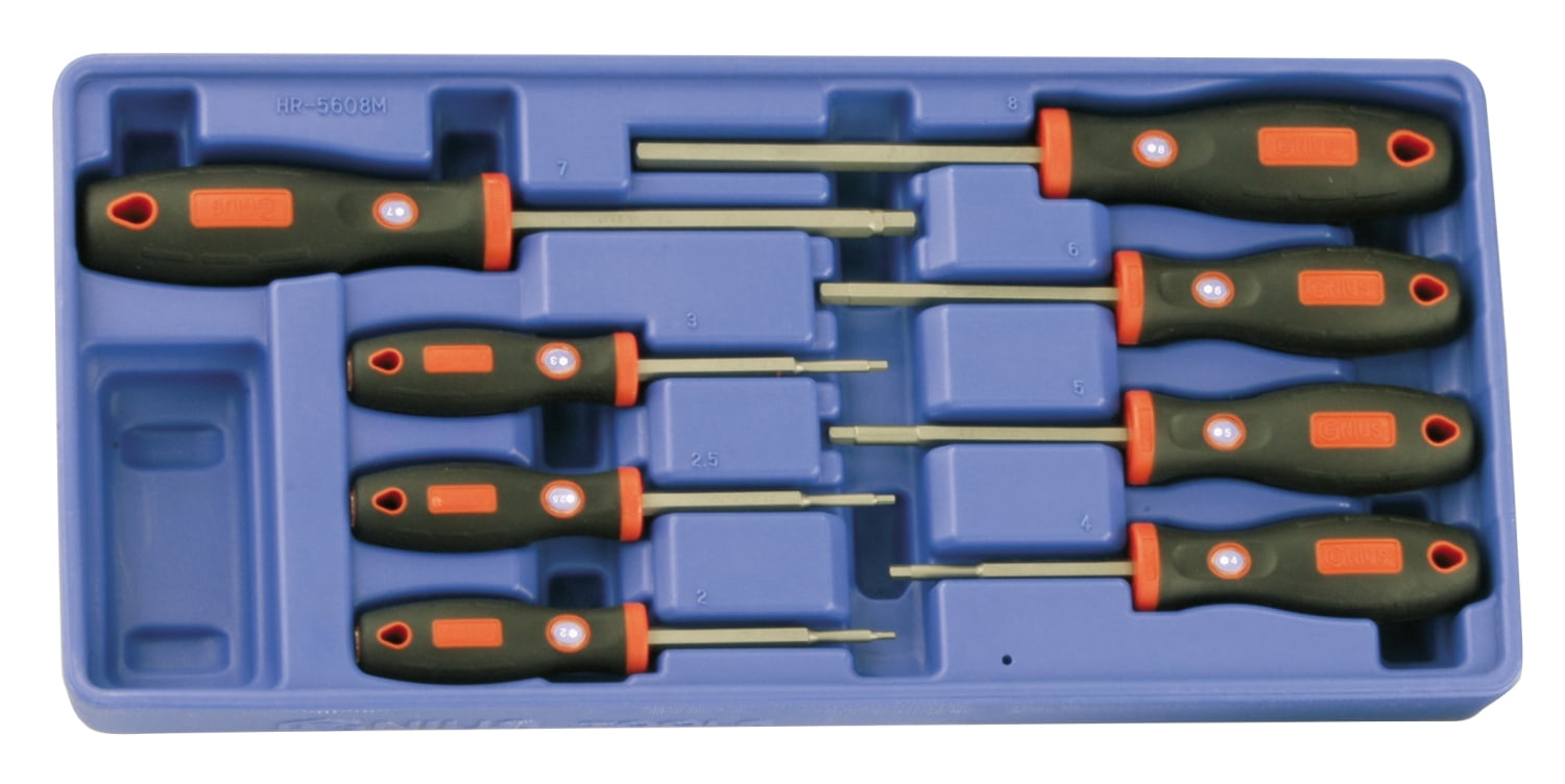 Genius 495 Genius Tools Hex Screwdriver Set Metric 8 Piece Precision Drive ...