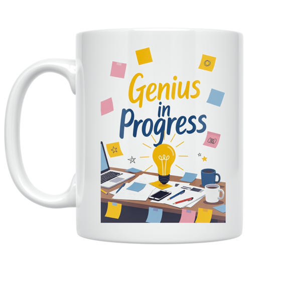 Genius in Progress - Creative Workspace Enthusiast - 11 oz Ceramic Coffee Mug