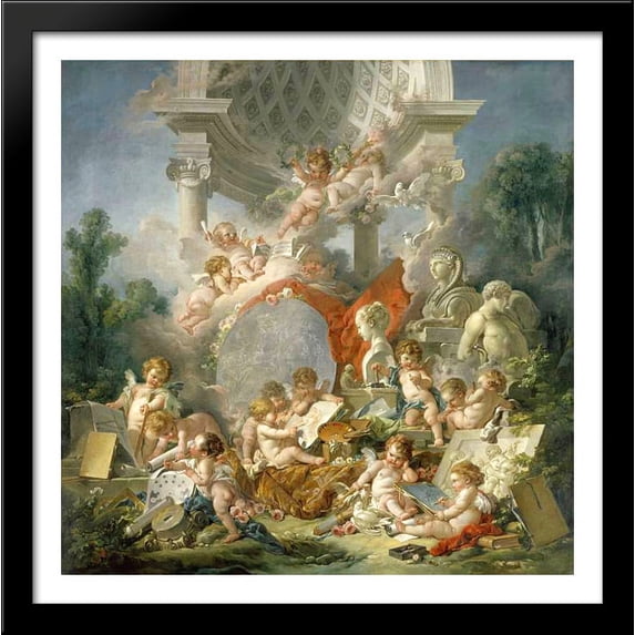 Geniuses of arts 28x28 Large Black Wood Framed Print Art by Francois Boucher