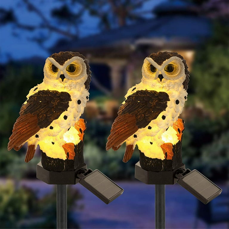 Genkent 2 Pcs Solar Lights LED Garden Owl Solar Lights Outdoor