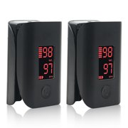Genkent 2Pcs Fingertip Pulse Oximeter, Blood Oxygen Saturation Monitor (SpO2) with Pulse Rate Measurements, Portable Digital Reading LED Display Black