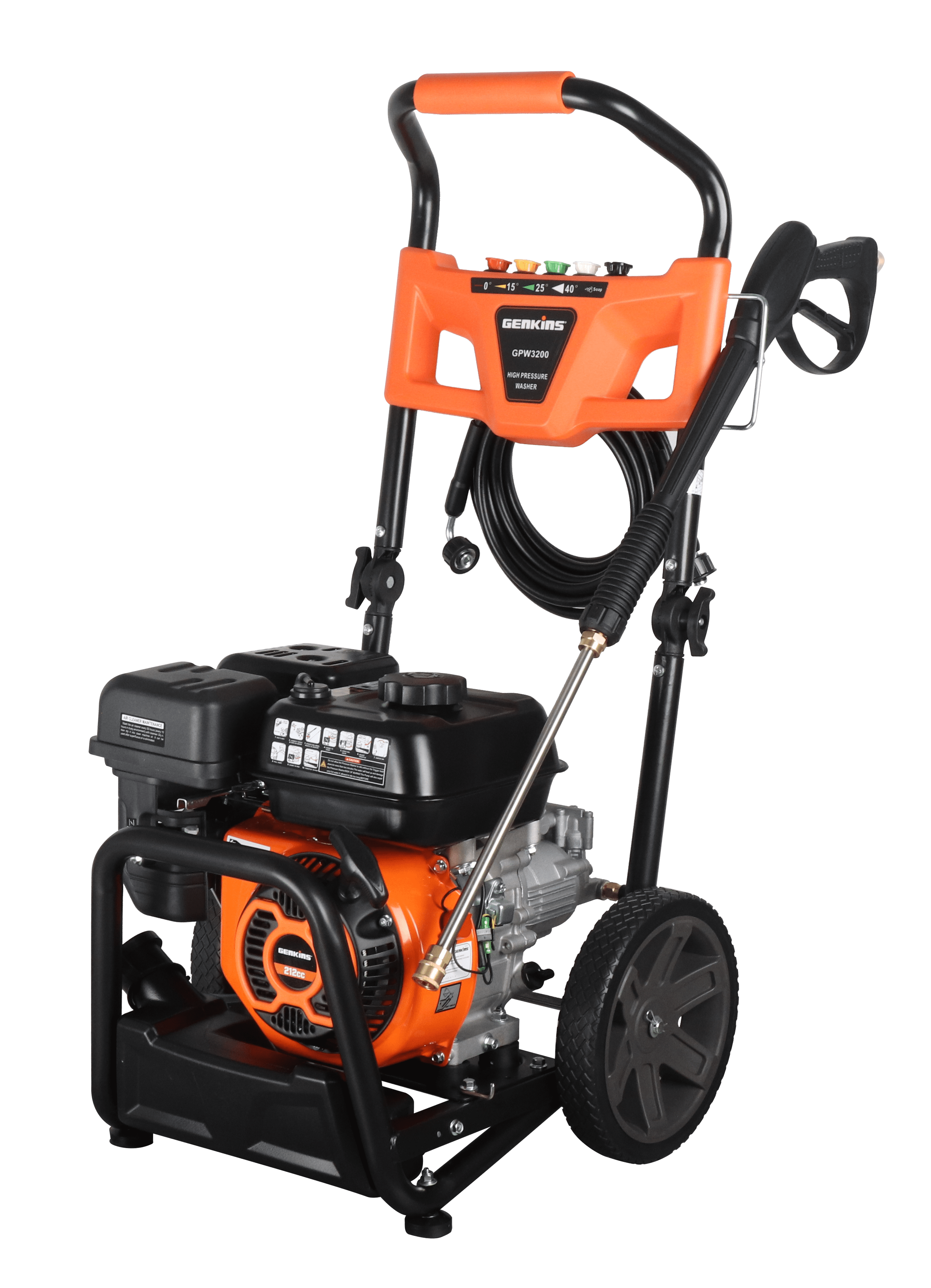 Genkins GPW3200 3200 PSI Gas Powered Pressure Washer, 2.5 GPM with Soap