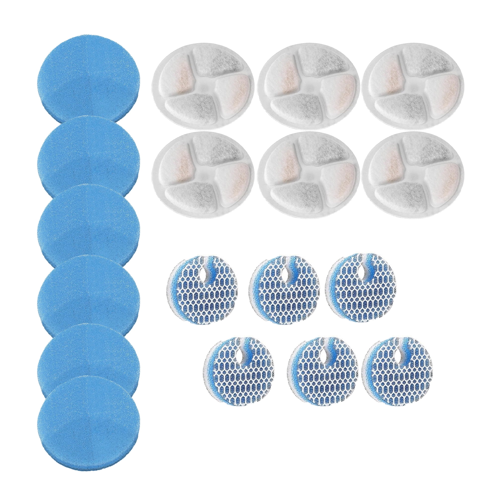 Genligt 18 Pack Activated Carbon Sponges Foam Filters, for 67OZ/2L Homtyler Stainless Steel Automatic Cat Water Fountain Filters