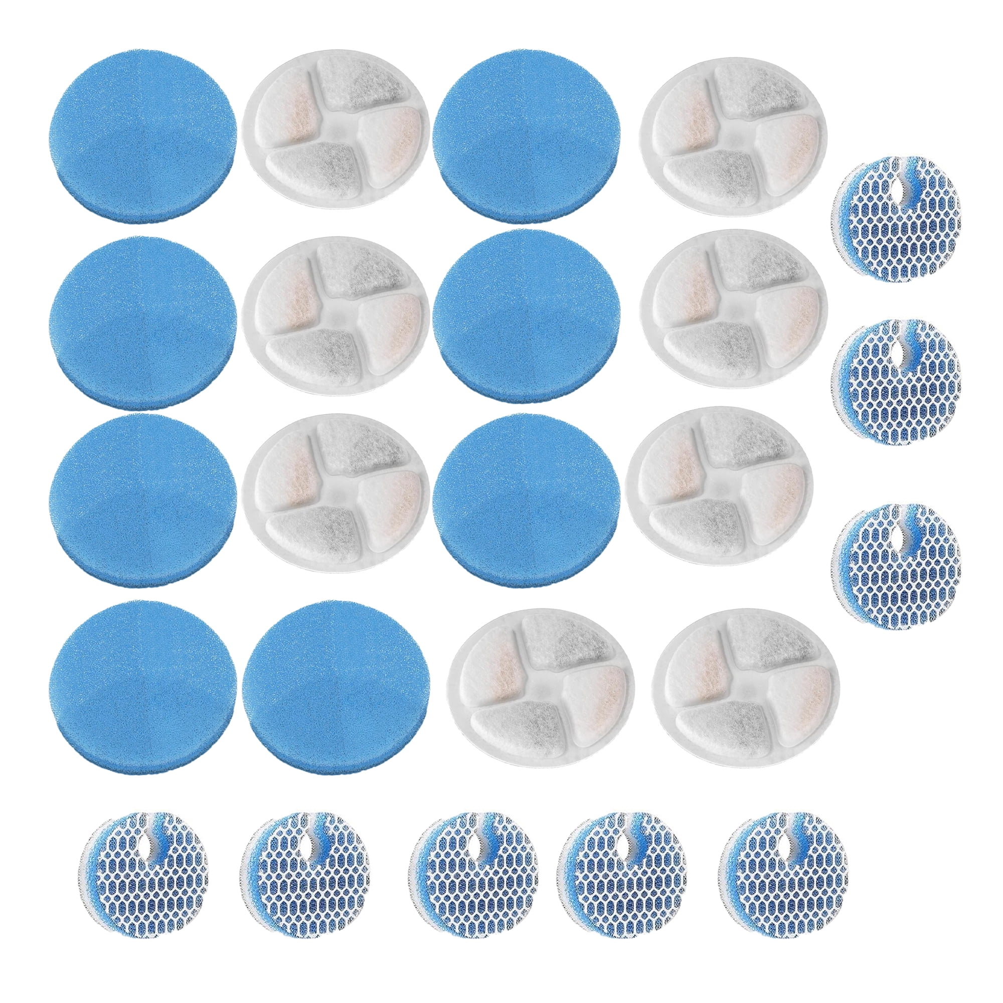 Genligt 24 Pack Activated Carbon Sponges Foam Filters, for 67OZ/2L Homtyler Stainless Steel Automatic Cat Water Fountain Filters