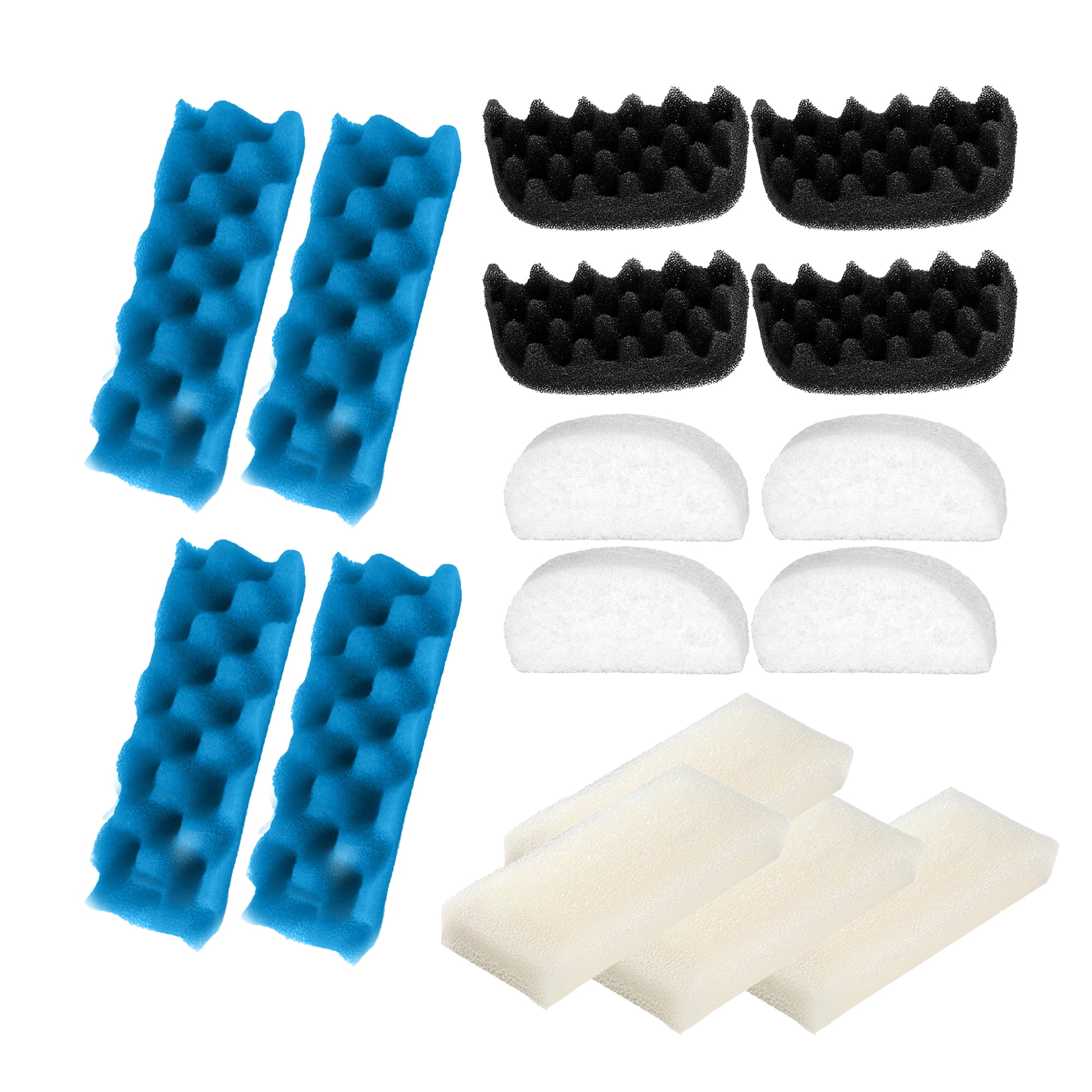 Genligt Aquarium Blue White Black Bio Sponge Foam Value Pack Compatible with Fluval 206, 207, 16 Pack