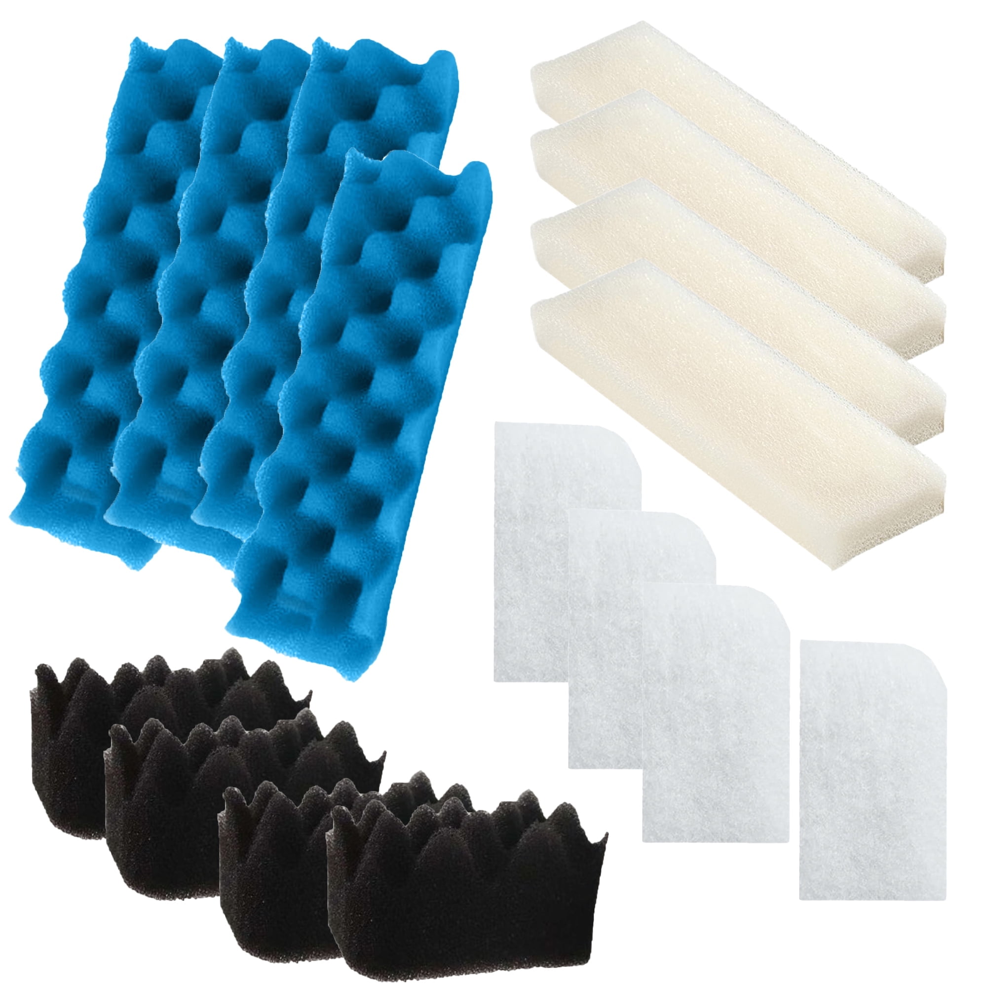 Genligt Aquarium Blue White Black Bio Sponge Foam Value Pack Compatible with Fluval 306, 307, 16 Pack